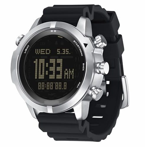 XFLHXY Montres de Plongée Numériques, Montres-Ordinateurs de Plongée pour Hommes, Montres de Plongée sous-Marine, Montres-Bracelets pour Hommes avec Boussole, Altimètre(Black)