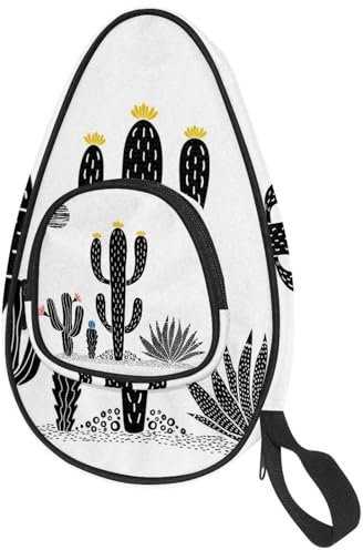 VAPOKF Housse pour raquette de tennis de table, motif cactus et plantes - Sac de raquette de ping-pong avec pochette pour 4 à 5 balles