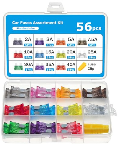 Xibao Fusibles Coche,Auto Estándar Cuchilla De Fusibles,Set de Fusibles de Cuchilla Estándar,2A 3A 5A 7.5A 10A 15A 20A 25A 30A 35A 40A Caja Fusibles,Apto para Autos,Camionetas,SUV,ATV,UTV (56pcs)