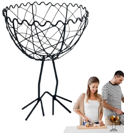 Tewzafiya Paniers en fil métallique pour oeufs frais | Panier de récolte | Grand porte-œufs pour fruits enfants, cuisine, pain, pâque, boîte de rangement