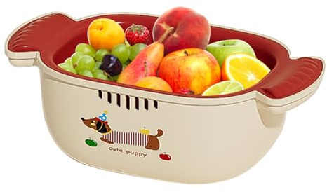 Cuenco para lavar frutas, cesta de verduras, 7.8 x 4.3 x 2.8 pulgadas, ahorro de espacio con colador, herramienta de limpieza de colador de cocina, cuenco de mezcla para pasta, arroz, bayas, verduras