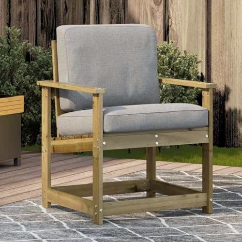 HaoChrymec Gartenstuhl aus Kesseldruckimprägniertem Kiefernholz, Bequeme Armlehnen und Rückenlehne, Latten-Design, Outdoor Stuhl, Gartensessel Outdoor, Balkon Stühle, 62x56x77 cm