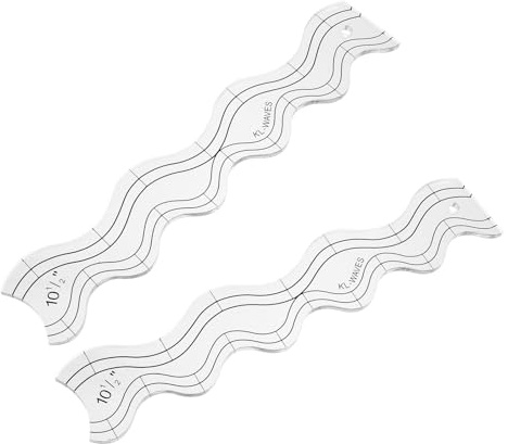HOODANCOS Lot de 2 Gabarits de Quilting Ondulés en Acrylique Transparent, Règles de Couture Courbes pour Patchwork, Outils Précis pour Quilting la Maison, Accessoires de Couture