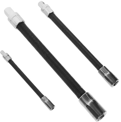 Beaupretty Rallonge Flexible pour Douilles 1/4-3/8-1/2 en Acier Noir 3 Pièces, Barre D’extension Coudée pour Clés à Cliquet, Outil Industriel Adapté pour Réparation Automobile et Usage