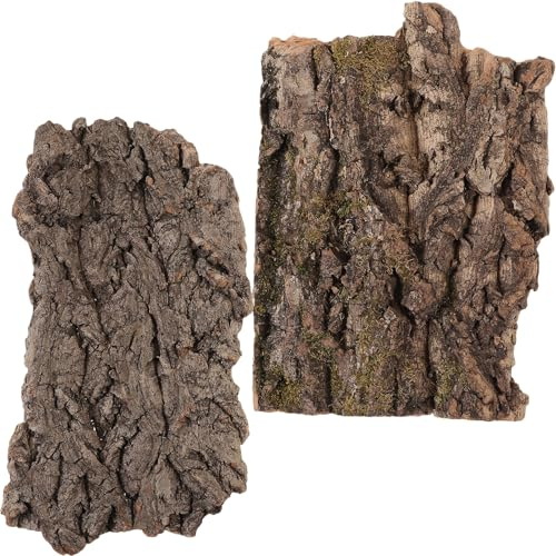SHINEOFI Corteza para Decoración de Terrarios 2 Piezas, Cabaña y Plataforma Natural para Reptiles, Suministros para Mascotas, Escondite y Zona de Trepado para Dragón Barbudo y Lagartos,