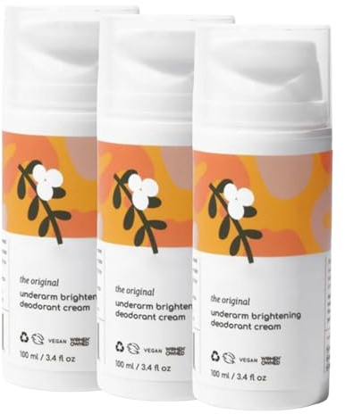 Deodorantkräm utan aluminium och utan alkohol vegansk, blekande deodorantkräm för armhålor, stark mot svettlukt, deodorant naturligt utan djurförsök (3 stycken)