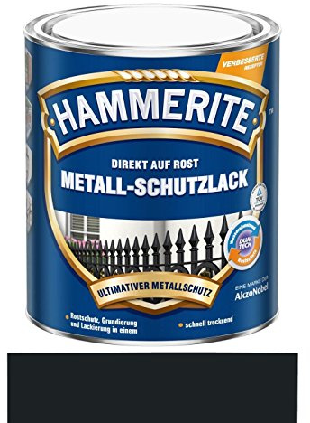 2,5 L Hammerite Direkt auf Rost Metall-Schutzlack Schwarz, Glanz