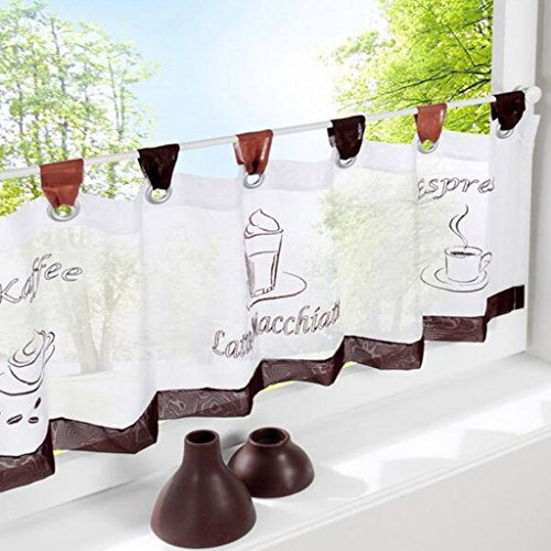 SIMPVALE 1 Stück Baumwolle Leinen Cafe kurz Vorhang Küche Vorhang Querbehang, 45cm(Höhe) x140cm(Breite)