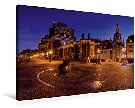 Premium Textil-Leinwand 75 x 50 cm Quer-Format Brühlsche Terasse, Dresden | Wandbild, HD-Bild auf Keilrahmen, Fertigbild auf hochwertigem Vlies, Leinwanddruck von Gerhard Aust