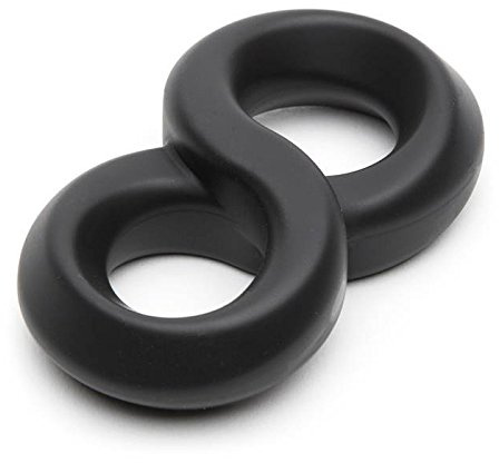 Lovehoney Magic 8 Silicone Cock and Ball Ring | Double Stretchy Male Penis Ring | Waterproof Love Ring for Stronger Longer-Lasting Erections & Couples Play | Flexible Adult Sex Toys for Men | Black