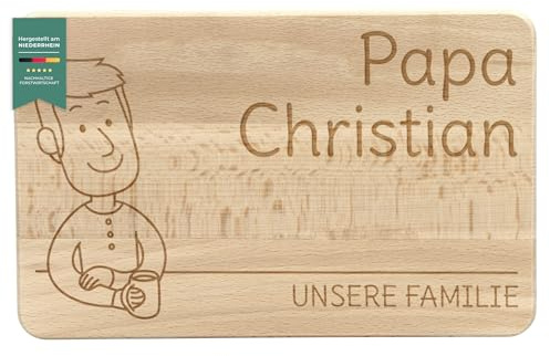 LAUBLUST Frühstücksbrettchen mit Gravur - Unsere Familie | Papa - Buche Naturbelassen - Personalisiertes Schneidebrett ca. 24 x 15 x 1 cm, FSC®