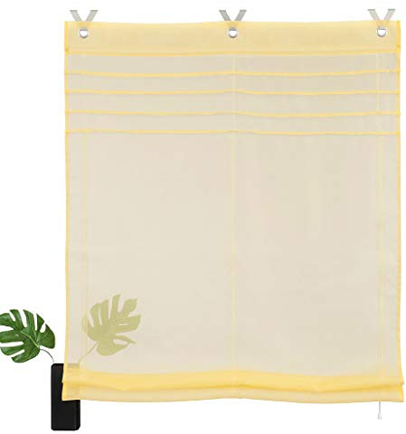SIMPVALE 1 Stück Raffrollo für Küche und Balkon – Transparent Gardinen – Einfaches Aufhängen, Polyester - 45x140cm - Gelb