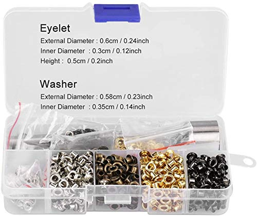 Grommet Kit, 4 Colors 3mm Eyelets Craft Rivets with 3pcs Setting Tools for Leather Fabric Canvas Belt DIY Projects