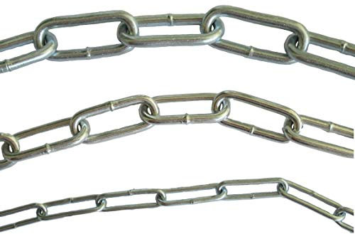Stahlkette Verzinkt DIN763 – 2mm, 3.5mm oder 4.5mm Stahldurchmesser – 0,5m 1m 3m 5m 25m Meter Meterware – Kette aus Stahl - Dicke und Länge auswählen (0,5 Meter - 2x22x8mm)