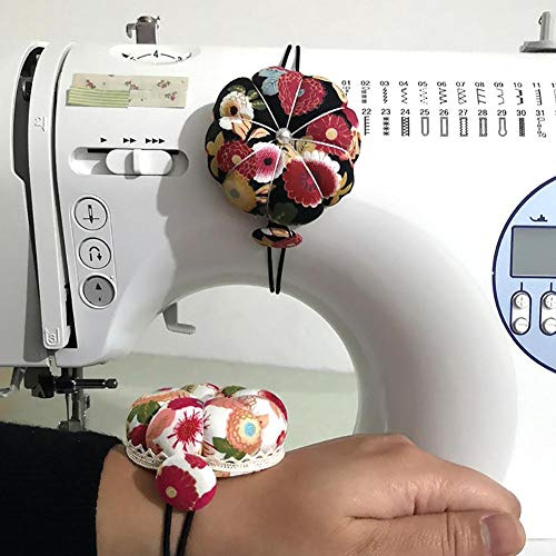D.ragon Nähmaschinen-Nadelkissen, 2 Stück, Blumenform, Kreuzstich mit elastischem Armband, Handgelenknadelkissen, Mehrzwecknadel, Krawattennadelkissen, kann für Haushaltsnäharbeiten verwendet werden.