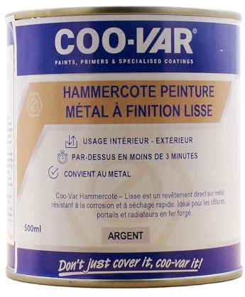 Coo-Var Metallfarbe, glatt, rostfrei, für außen und innen – Silbergrau 5-6 m² - 500 ml