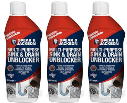 Spear and Jackson 3 x 500ml Heavy Duty Sink and Drain Unblocker