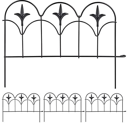 Relaxdays Recinzione da Aiuola, in Acciaio, in 4 Segmenti, Espandibile, Decorativo, Design retrò, HxL: 28,5x39 cm, Nero