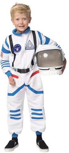 Spooktacular Creations Halloween Costume da astronauta bianco unisex bambino, tuta da pilota NASA con elmetto, 3T-L(3-12 anni).