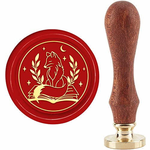 craspire Fuchs Wachssiegel Stempel Buch Siegellack Stempel 30mm/1.18inch Abnehmbarer Messingkopf Siegelstempel Mit Holzgriff Für Einladungen Karten Geschenkverpackung