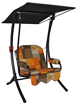 ANGERER Hollywoodschaukel 1-Sitzer Primero Terra-braun Gemustert | Gartenschaukel Made in Germany, Schaukel zum Sitzen und Entspannen, einfache Montage