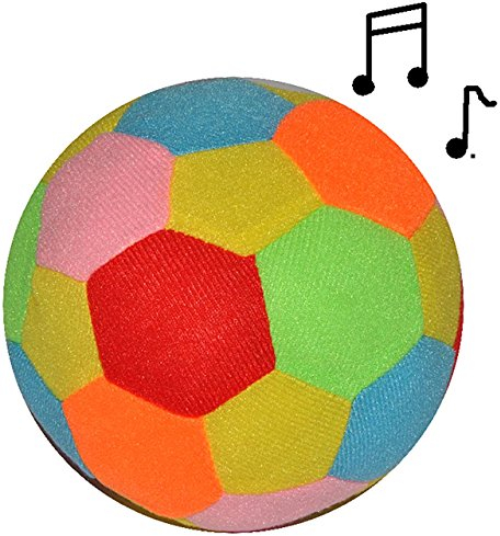 alles-meine.de GmbH großer bunter Softball/Stoffball - mit Rassel - lustiger bunter Ball - Ø 14 cm - Veloursball - Rasselball - Fitnessball Knautsch/Stressball für - Kind..