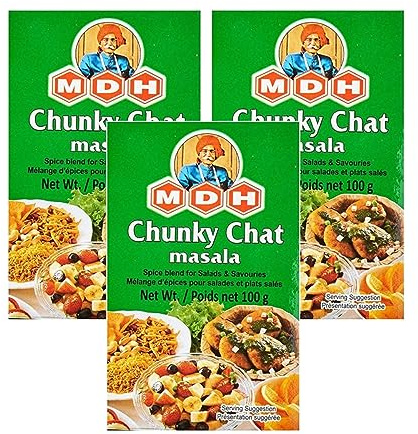 MDH Various Seasoning Masala Powder - Spices Mix Curry Masala Recipe Mixes Casserole Seasoning Herbs - Aromatic & Enhances the flavor of the meal (Chunky Chat Masala (100g), Pack of 3)