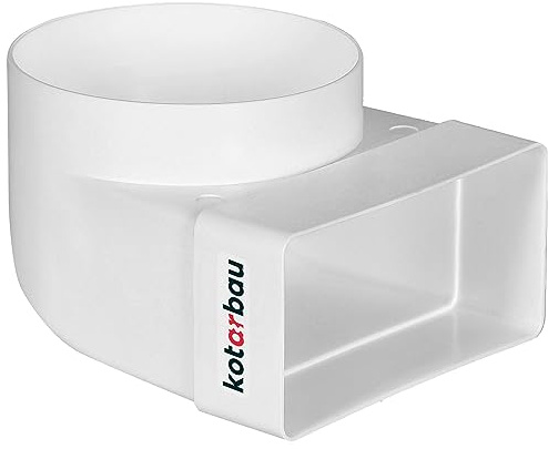 KOTARBAU® Umlenkstück 90° für Lüftungskanal 110 x 55 mm Kunststoff Übergangsstück Ø 100 mm Weiß Kanalverbinder Kanalbogen Abluft Zuluft Winkel Luftkanal Verbindungsstück für Flachkanal Rund-eckig