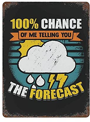 Targa in metallo con meteorologia, poster vintage con pittura in ferro, decorazione da parete per esterni, bar, garage, fattoria, 40,6 x 30,5 cm