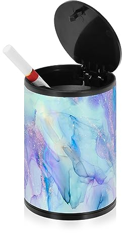 Ink Streaks Aschenbecher für Zigaretten Outdoor mit Deckel Geruchssicher Edelstahl Tragbare rauchfreie Zigaretten Butt Container Außen Asche