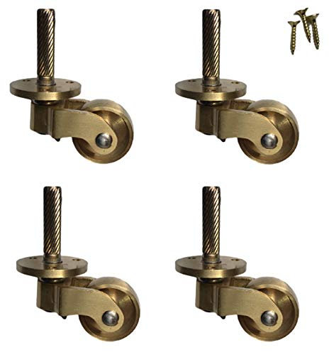 Ruedas giratorias for muebles,Rueda de latón macizo con rueda de 25 mm,Ruedas giratorias móviles,Rueda giratoria de 360°,Ruedas vintage for muebles,Ajuste estilo tornillo,Latón pulido,Capacidad de car