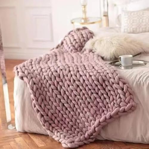 RUANLOV Grob Gestrickte Decke, Weiche Und Atmungsaktive Wolldecke, Weihnachtsdecke Aus Dickem Riesengarn, Geeignet für Sofa, Bett, Heimdekoration (I 100x100cm)