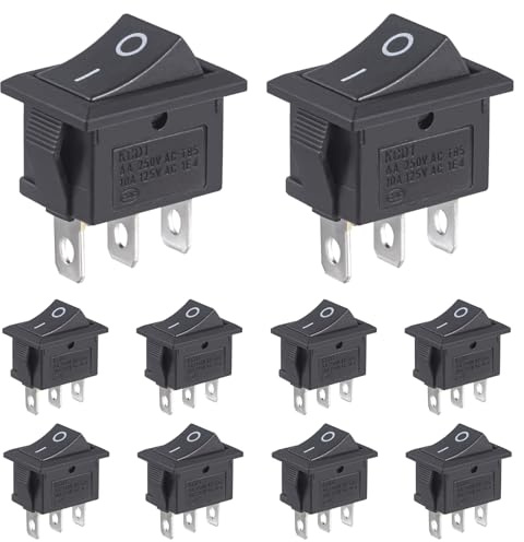 VEXUNGA 10 Stück Kippschalter 3 Polig Wippschalter Ein Aus Schalter 6A 250VAC 10A 125VAC Schwarz Einbauschalter Eingebettet Rechteck ON OFF 2 Position 3Pin Boot Switch