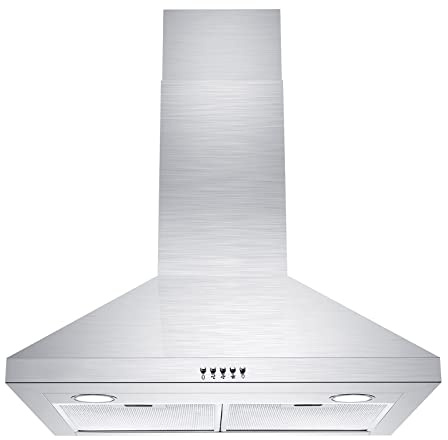 Hottes de cuisine de 76,2 cm, aérations murales de table de cuisson, hotte de cuisine en acier inoxydable avec lumières LED