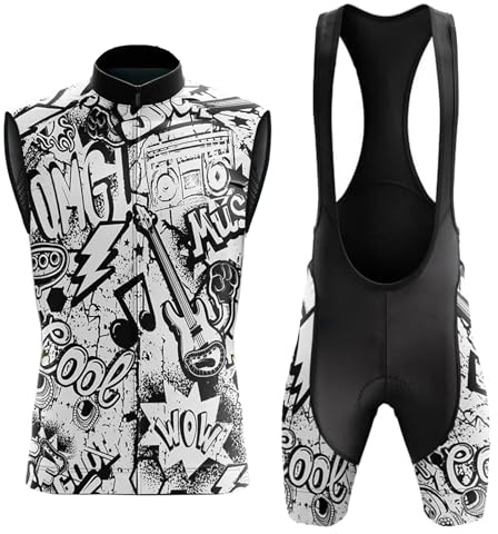 Ropa Ciclismo Hombre Verano Maillot Bici MTB Sin Mangas Conjunto Ciclista | Chaleco Ciclo y Culotte Tirantes Carretera con 19D Gel Acolchado,Completa Traje Bicicleta Transpirable Secado Rápido