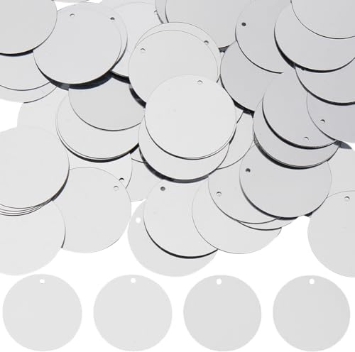 SUNNYCLUE 1 scatola 80G Paillettes Paillettes Rotonde Piatte Argentate Sfuse 30mm Plastica PVC Iridescente Applique Art Glitters Foro Sciolto Abbellimento Paillettes per Cucito Artigianato Fai Da Te R