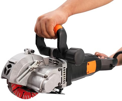 Mauernutfräse 4800W Betonschneider set Nass und Trocken 5000 U/min Mauerfrase Max. Schnittgröße 42x40mm mit Wasserpumpe und 5 Sägeblätter für Schneiden Beton Stahl Holz Marmor Ziegelwänden