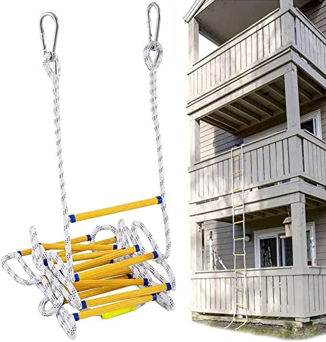 PNAJFUEL Strickleiter,Feuer Flucht Seil Leiter, Notfall Feuer Flucht Leitern, 5M-30M Flamme Resistent Sicherheit Seil Leiter/82Ft/25M