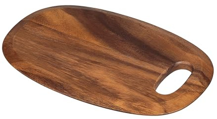 Tala Petite planche à découper incurvée, planche en bois d'acacia laqué, avec bord incurvé lisse. Cette planche en bois est idéale pour servir, présenter et préparer tous les aliments, mesure 30 x 20