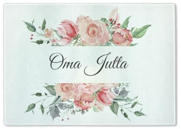 ORWO – Foto-Glasschneidebrett | Frühstücksbrett gestalten | Foto-Brettchen mit Antirutsch-Noppen | geruchsneutral | antibakteriell | spülmaschinenfest | kratzfest (Floral, Klein)