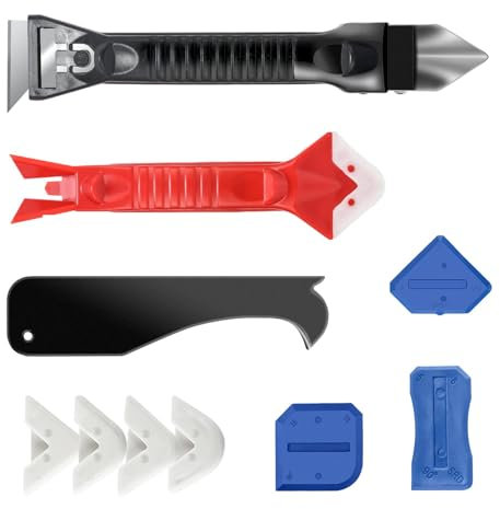 10 Pack Caulk Removal Tool Kit, Caulk Remover Tool, 3 Glass Glue Corner Scrapers, Grout Removal Tools with Stainless Steel Head for for Bathroom,Kitchen,Floor,Window,Sink Joint,Frames Seal