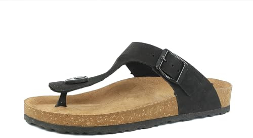 inblu Femme Ciabatte Infradito Donna Colorate Con Plantare in Vera Pelle Imbottito Multiprise, Noir, 37 EU
