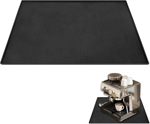 Coffee Machine mat, Silicone Coffee Machine mat, 48x30cm Coffee Machine Barista Accessories, can be Used as a Waterproof, Silicone Heat Protector Mat, Non Slip Dry Mat for Coffee Machines(Black)