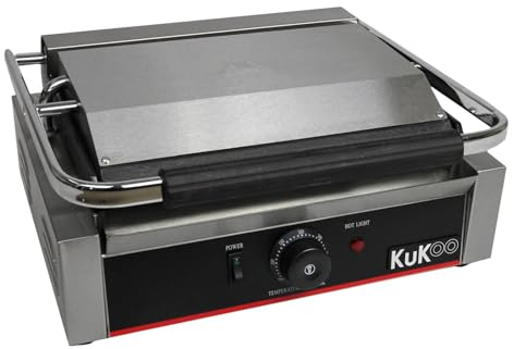 KuKoo Grooved Panini Press Ribbed Contact Grill Toaster Sandwich Maker Commercial Catering Machine
