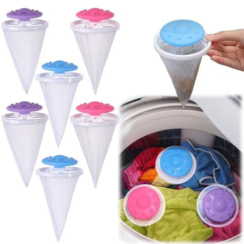 Pet Hair Remover Washing Machine, Washing Machine Lint Catcher, Pet Hair Remover for Laundry and Floating Hairs Filtering Mesh, Reusable Pet Fur Catcher Cat Dog Fur Remover Washing Machine (6pcs)
