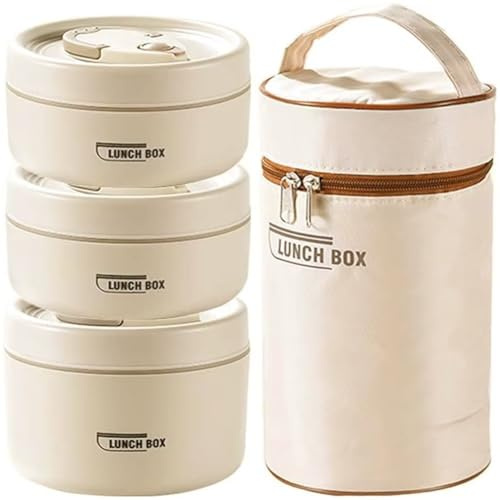 Juego De Contenedores De Almuerzo Para Alimentos Con Aislamiento Portátil, Contenedor De Comida Bento Aislado De 3 Niveles Con Bolsa De Almuerzo Con Compartimento Térmico De Acero Inoxidable