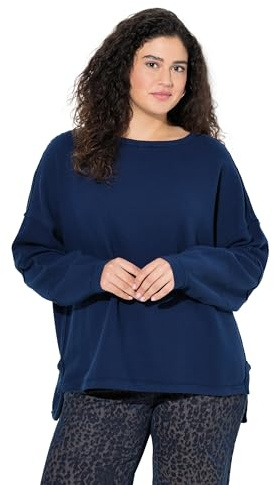 Ulla Popken Felpa con Orli Non Rifiniti, Costine, Scollo A Girocollo E Maniche Lunghe Felpe Donna (Pacco da 1)