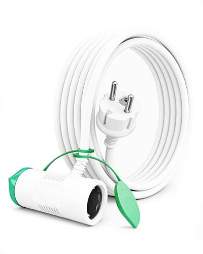 XINWANG Prolunga IP44 H05VV-F 10m, Bianca, 2 Prese Schuko | Cavo H05VV-F 3G1,5mm² con 2 prese Schuko protette per uso esterno temporaneo in giardino, terrazza e fai da te