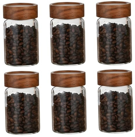 Frascos de vidrio, frascos de especias de vidrio de 250 ml con tapa de tornillo, especias de lata de almacenamiento de alimentos de 6 piezas, almacenamiento de alimentos, contenedores de cocina.