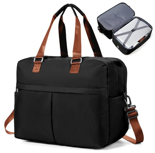 HPLQQ Ryanair Handbagage för kvinnor, resväska 40 x 20 x 25, sportväska, gymväska, weekendväska, sjukhus, förlossning, expanderbar dans, B5-brun beige, 45X36X20